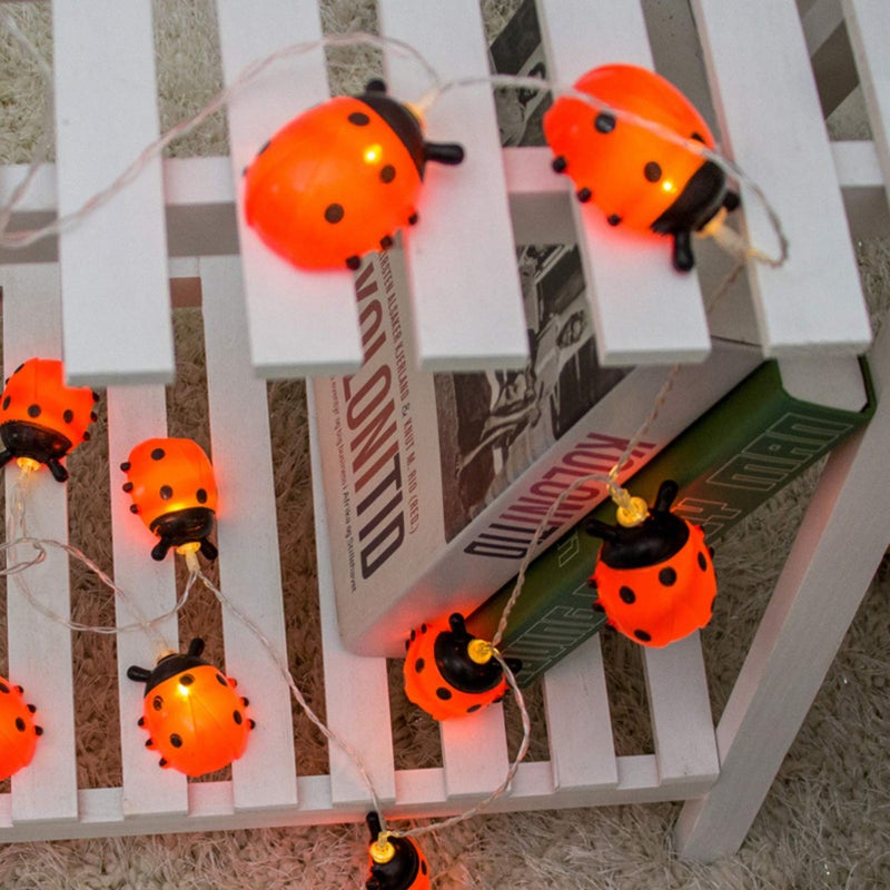 Uonlytech Ladybugs Fairy String Lights Waterproof 20 LEDs String Lights for Indoor Outdoor Garden Bedroom Birthday Party Decoration Supplies Without Batteries - Image 2